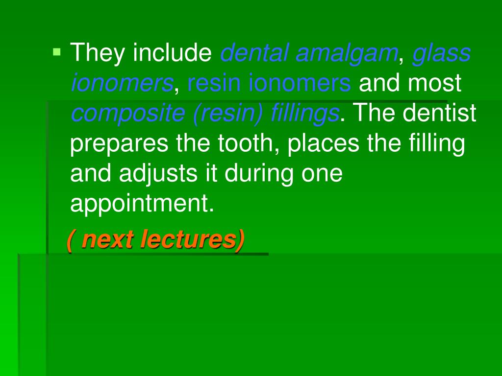 PPT Dental materials role of the filling, classification, temporary