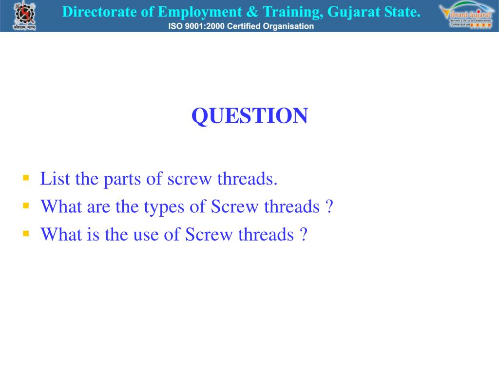 PPT Lesson No. 13 Week No. 07 Name of lesson Screw Threads PowerPoint