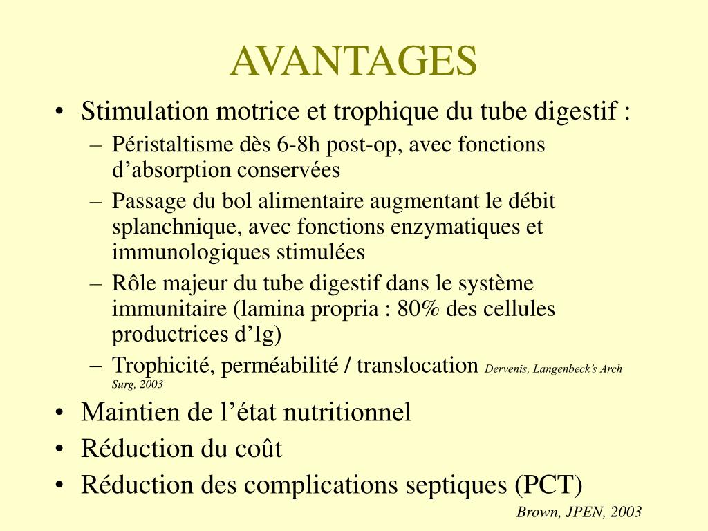 PPT ARGUMENTS EN FAVEUR DE LA NUTRITION ENTERALE PRECOCE