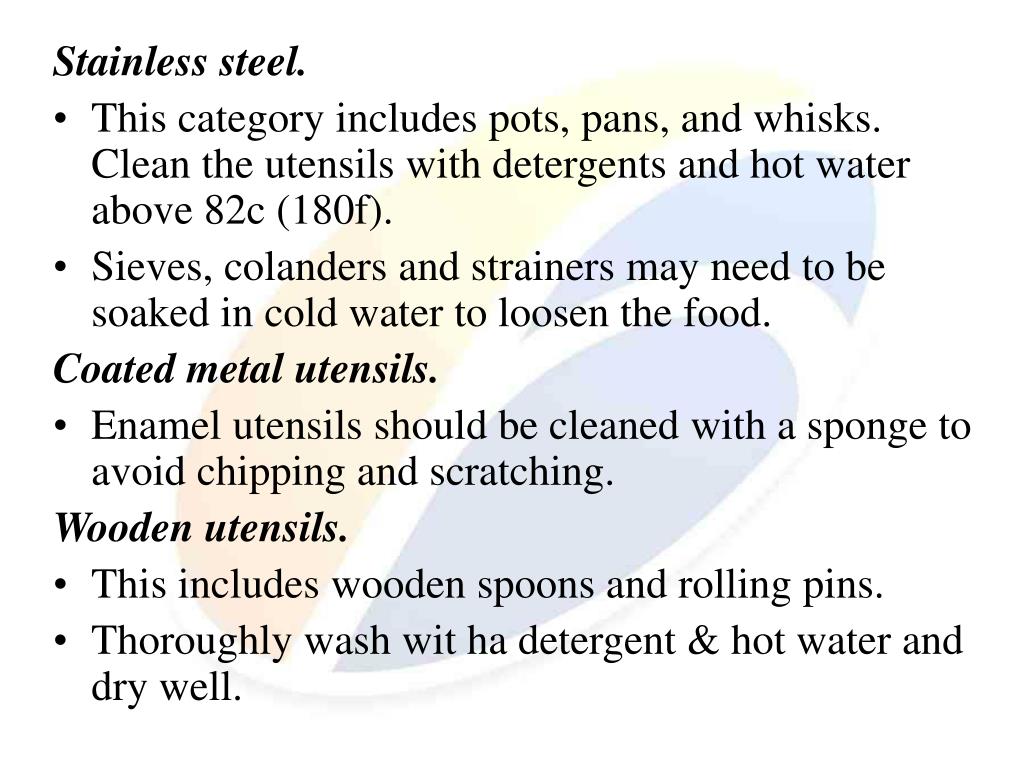 PPT UNIT 151 CLEAN FOOD PRODUCTION AREAS, EQUIPMENT AND UTENSILS