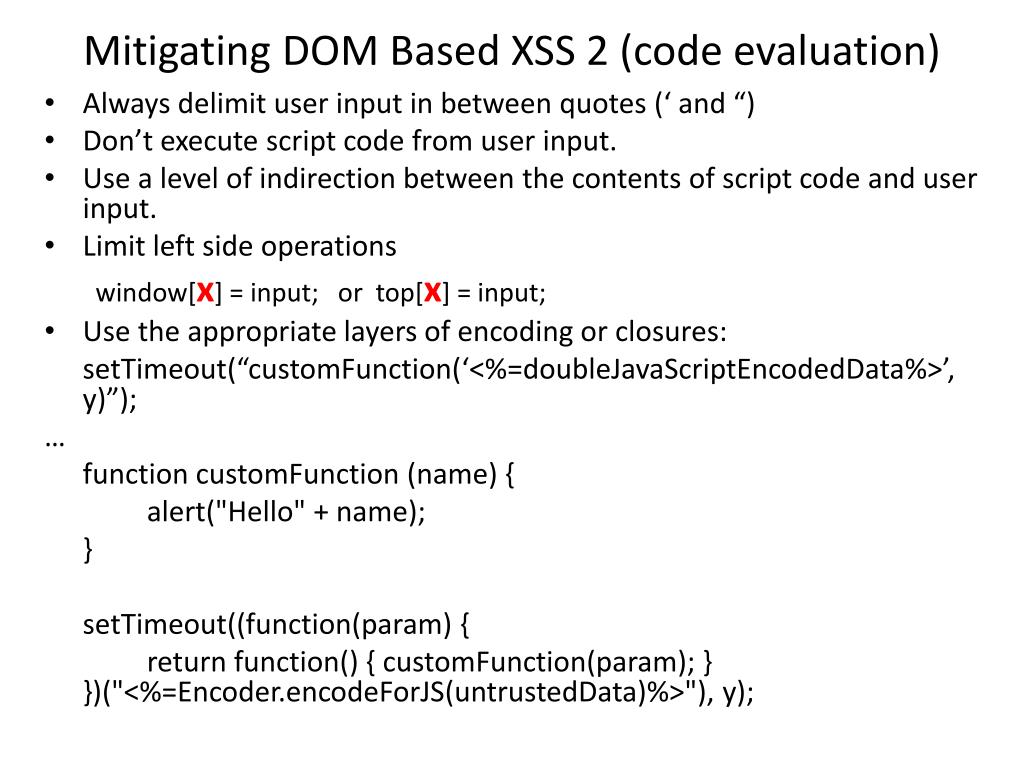 PPT DOM Based XSS and Proper Output Encoding PowerPoint Presentation