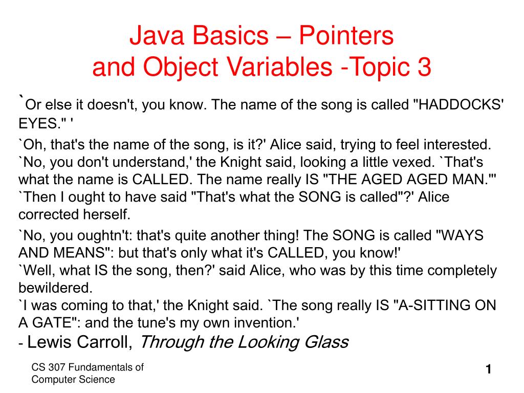 PPT Java Basics Pointers and Object Variables Topic 3 PowerPoint