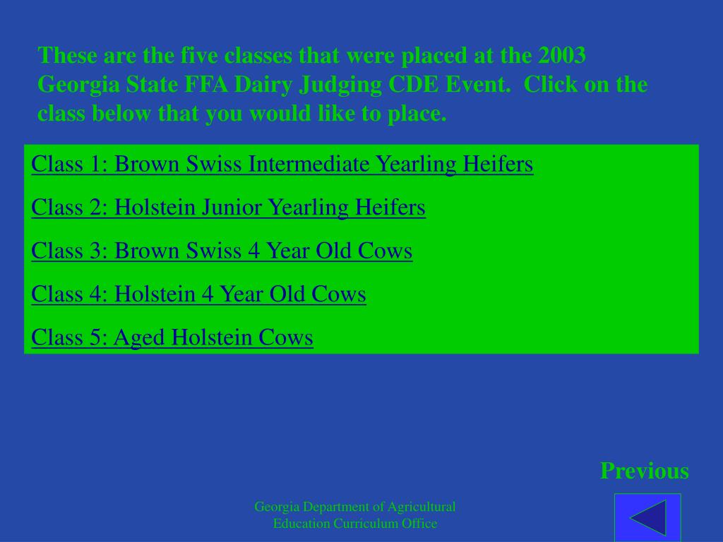 PPT Dairy Judging CDE 2003 FFA State Event PowerPoint