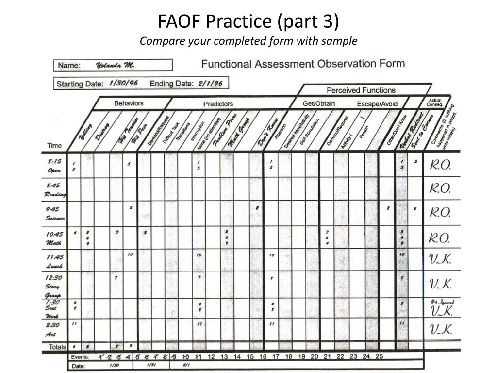 PPT Functional Assessment Observation Form Tutorial PowerPoint