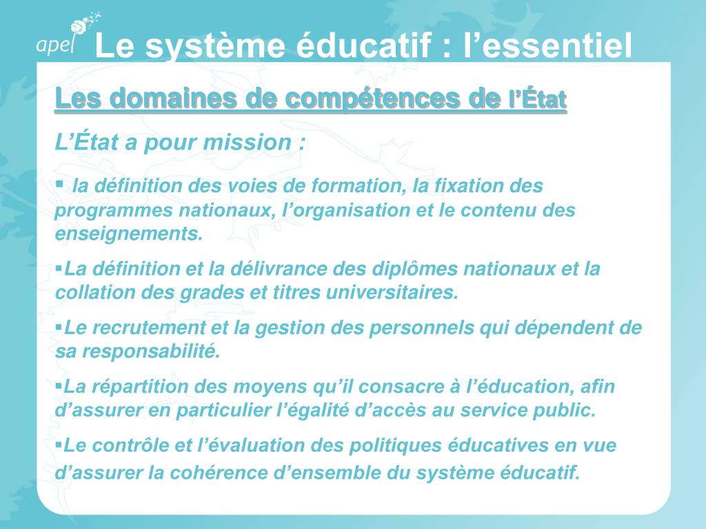 Les grands principes du système éducatif Ministère de.