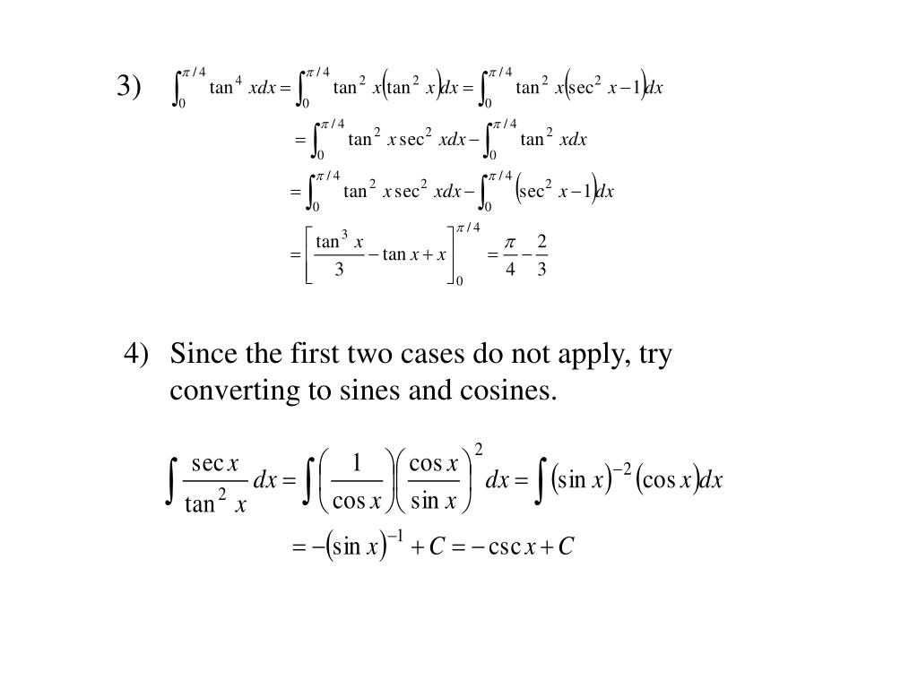PPT 7.2 Trigonometric Integrals PowerPoint Presentation, free
