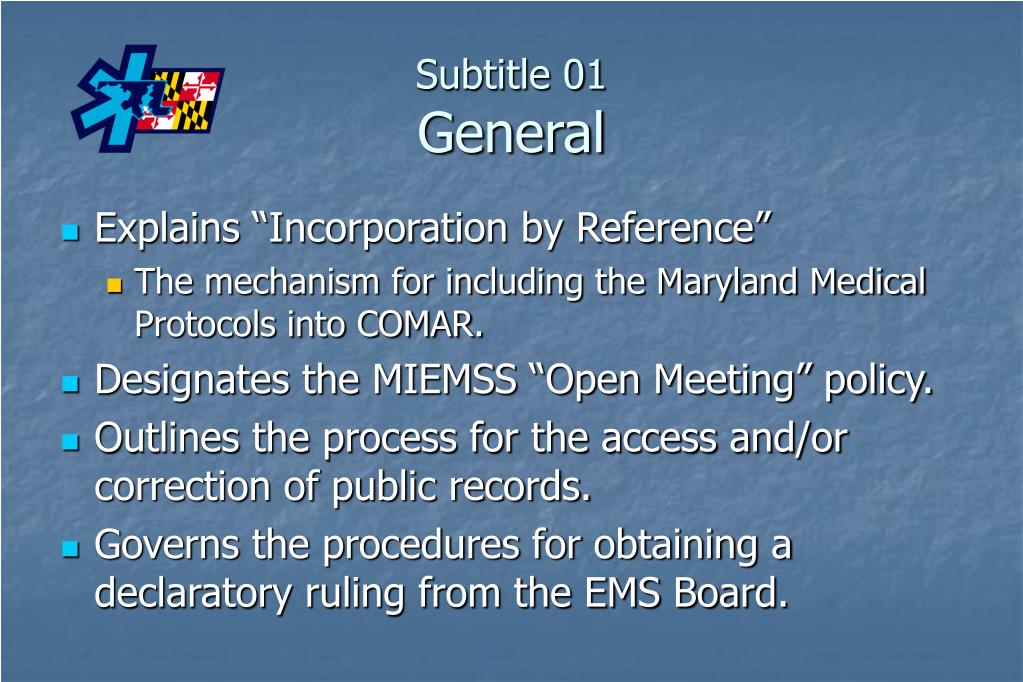 PPT Code of Maryland Regulations Title 30 PowerPoint Presentation
