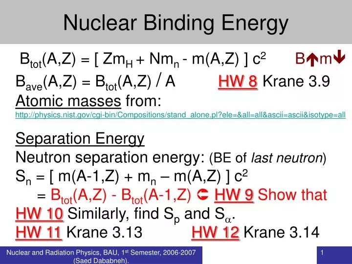 PPT Nuclear Binding Energy PowerPoint Presentation ID593120