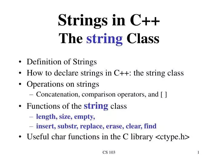 PPT Strings in C++ The string Class PowerPoint Presentation ID5935