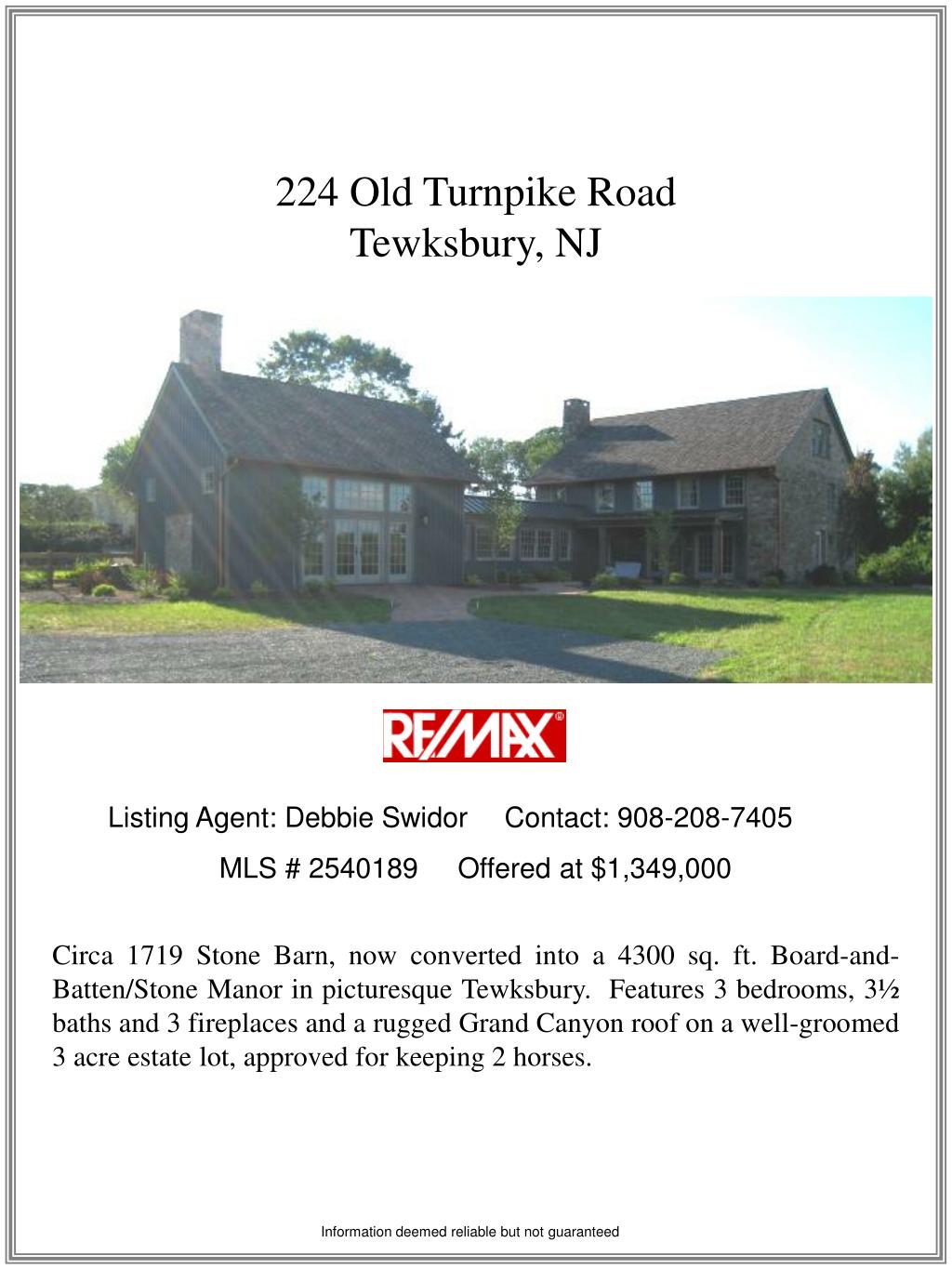 PPT 224 Old Turnpike Road Tewksbury, NJ PowerPoint Presentation, free download ID598908