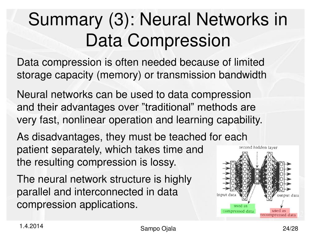 PPT Adaptive Filtering and Data Compression using Neural Networks in
