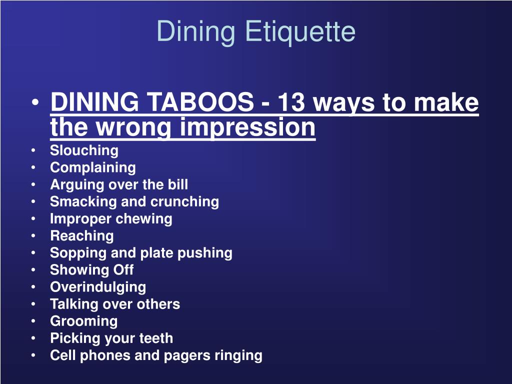 PPT DINING ETIQUETTE is GOOD BUSINESS PowerPoint Presentation, free