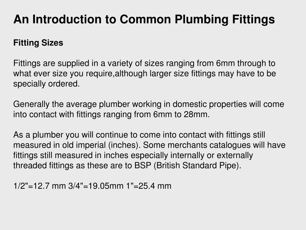 PPT An Introduction to Commonly Used Plumbing Fittings PowerPoint