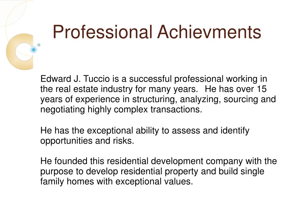 PPT Edward J. Tuccio Is a VisionOriented Real Estate Profession
