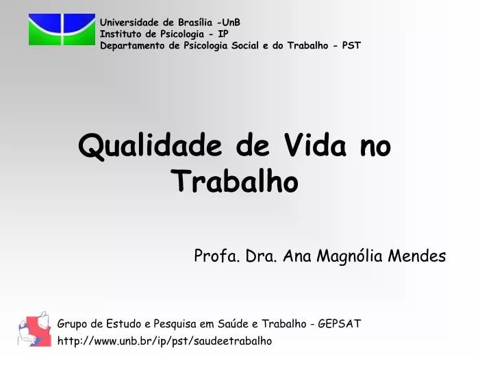 PPT Qualidade de Vida no Trabalho PowerPoint Presentation ID619046