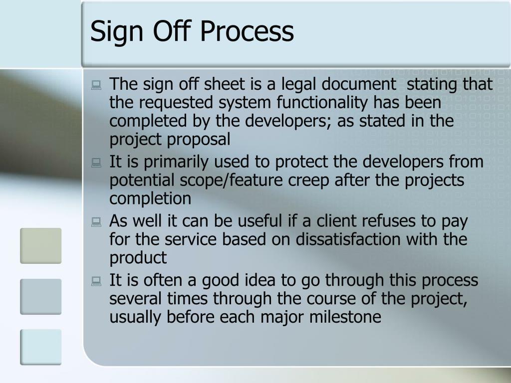 PPT The Sign Off Process PowerPoint Presentation, free download ID