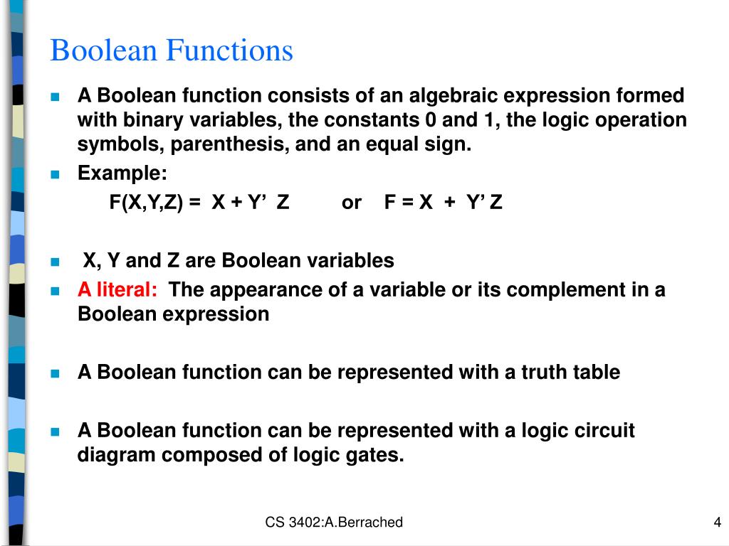 PPT Chapter 2 Boolean Algebra and Logic Functions PowerPoint