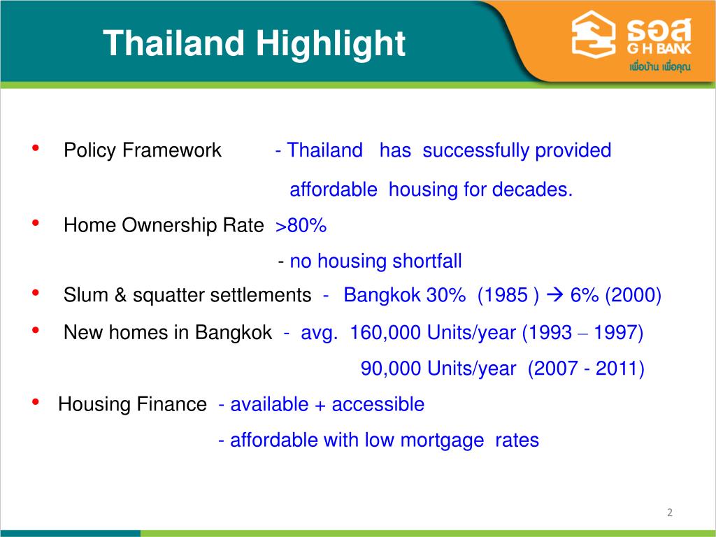 PPT Government Housing Bank, Thailand PowerPoint Presentation, free