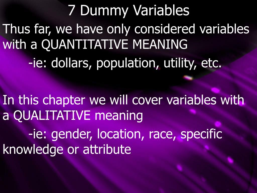 PPT 7 Dummy Variables PowerPoint Presentation ID632574