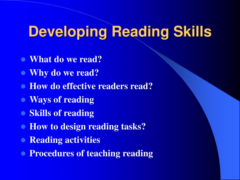 PPT Topic Developing Reading Skills PowerPoint Presentation, free