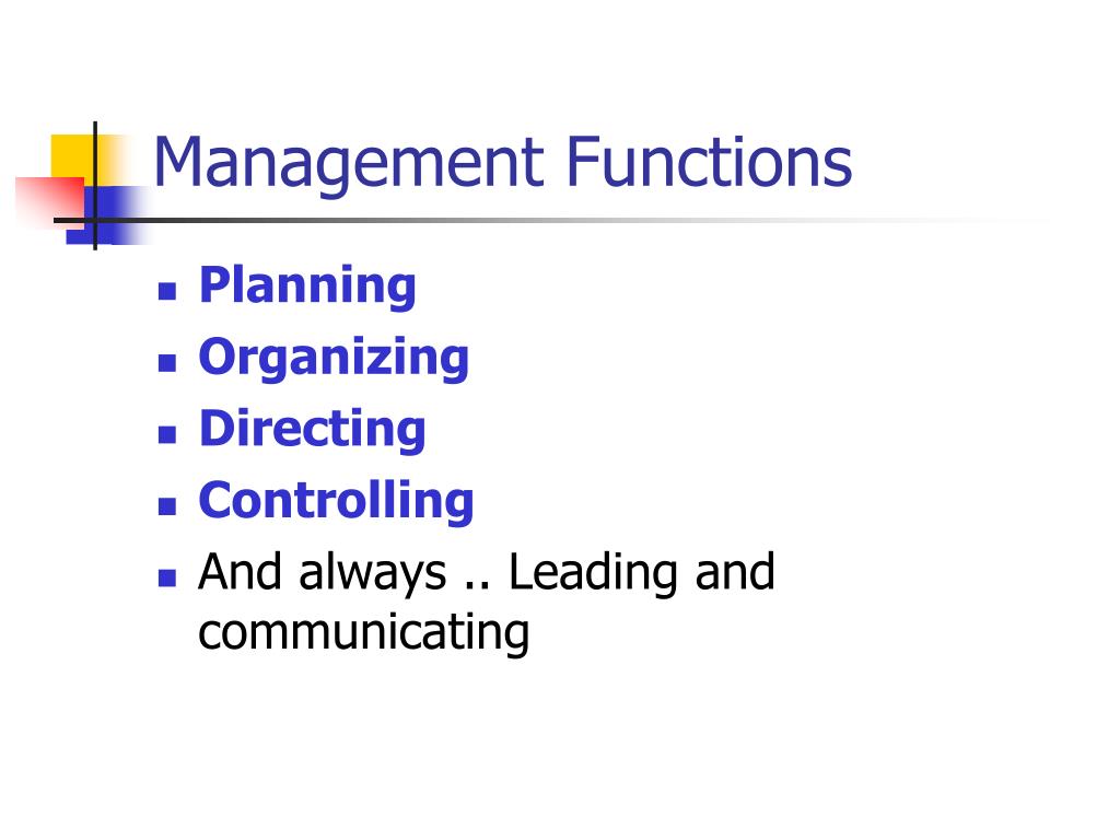 PPT The Four Functions of Management Planning, Organizing, Directing