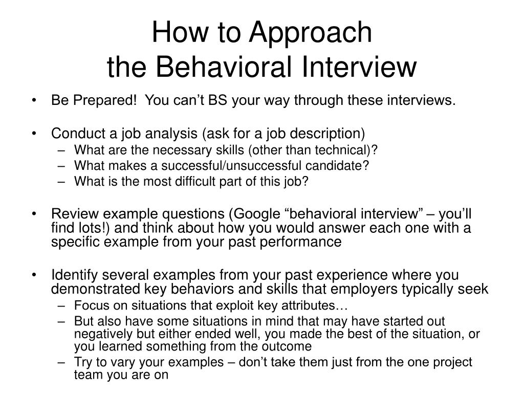 PPT The Behavioral Interview a.k.a. “Hello, Brain? Are you in there