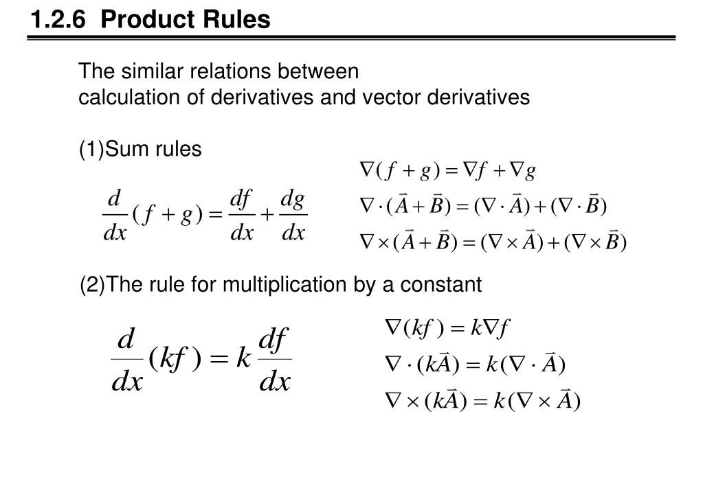 PPT 1.1 Vector Algebra 1.2 Differential Calculus 1.3 Integral