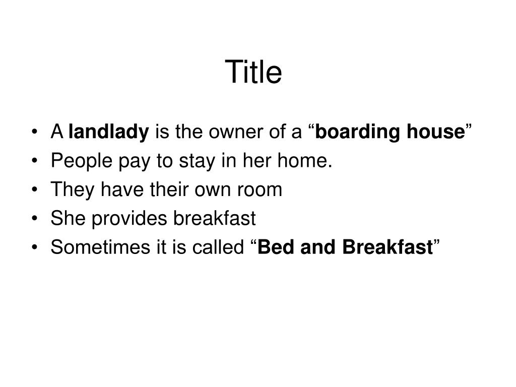 PPT The Landlady PowerPoint Presentation, free download ID644796