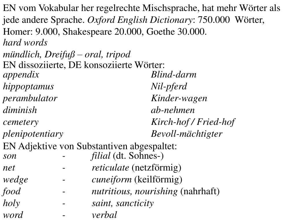PPT Die englische Sprache Strukturen des englischen und