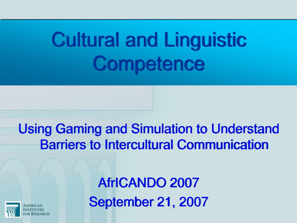 Barnga: A Simulation Game on Cultural Clashes 25th.