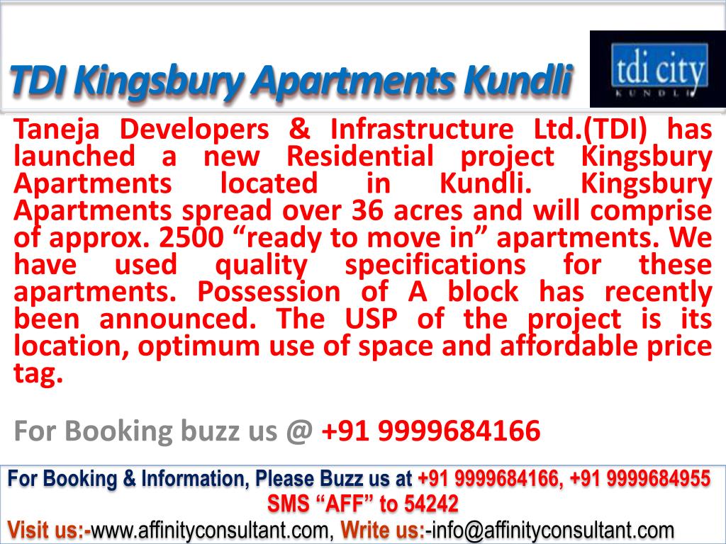 PPT TDI city new Kingsbury Apartment Kundli 09999684166 PowerPoint