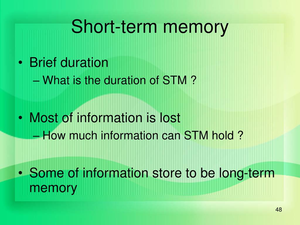 PPT Sensory memory & Short term memory PowerPoint Presentation ID