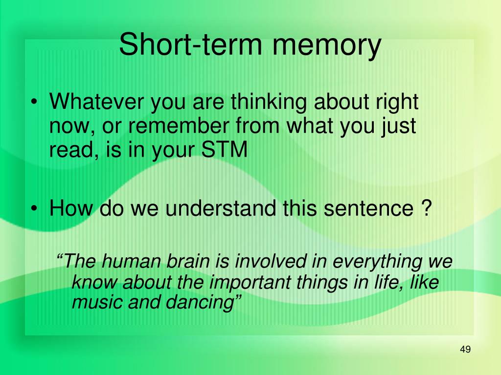 PPT Sensory memory & Short term memory PowerPoint Presentation ID