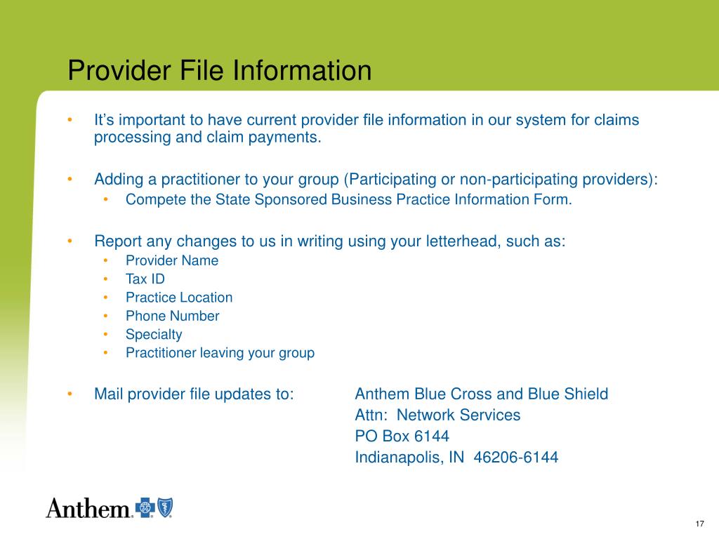 PPT Anthem “Serving Hoosier Healthwise” PowerPoint Presentation, free