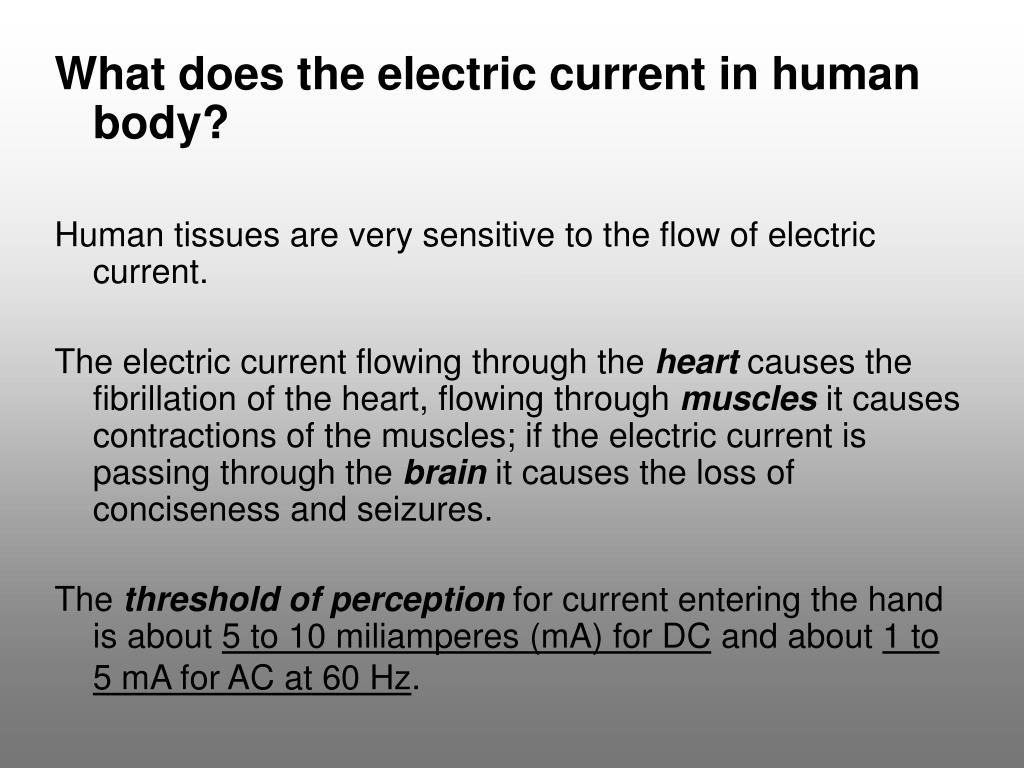 PPT Effects of electric current on human body PowerPoint Presentation