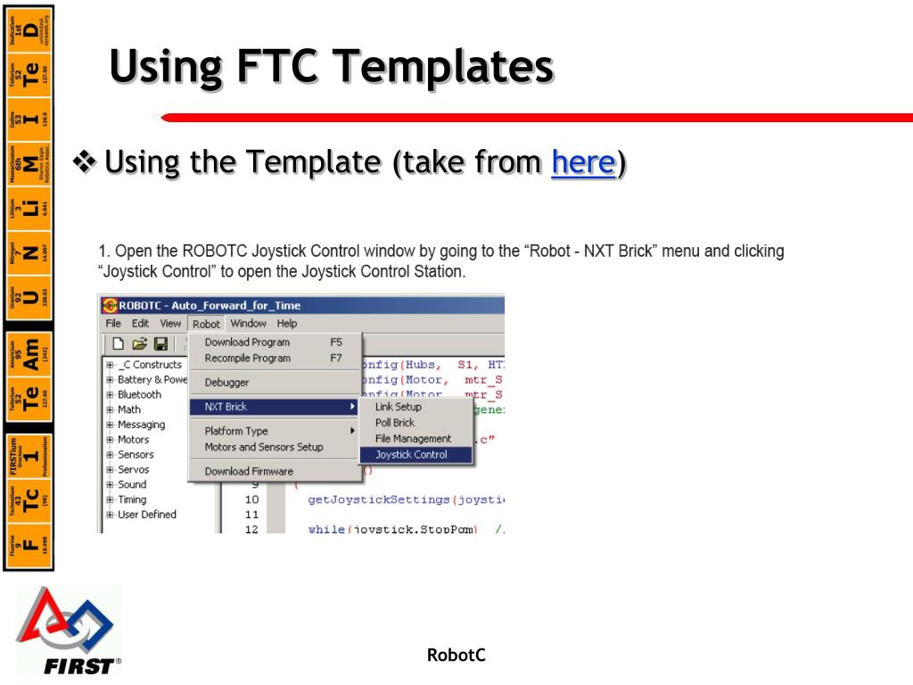 PPT Coding for the FIRST Tech Challenge RobotC PowerPoint