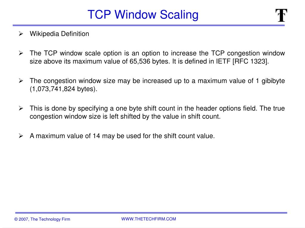 PPT TCP Window Scaling PowerPoint Presentation, free download ID667447