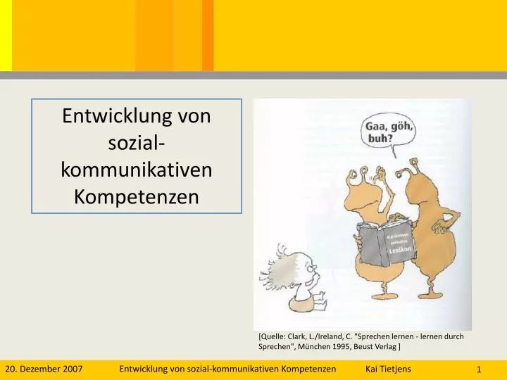 PPT Entwicklung von sozialkommunikativen Kompetenzen PowerPoint