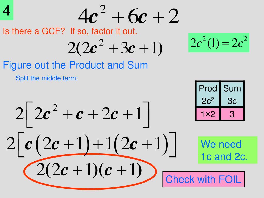 PPT Factoring Trinomials by Grouping (three terms) PowerPoint