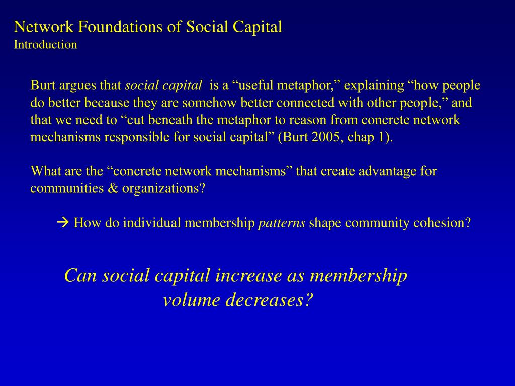 PPT Patterns & Paradox Network Foundations of Social Capital James