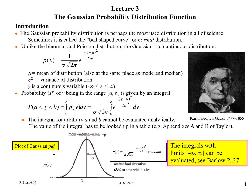 PPT Lecture 3 The Gaussian Probability Distribution Function