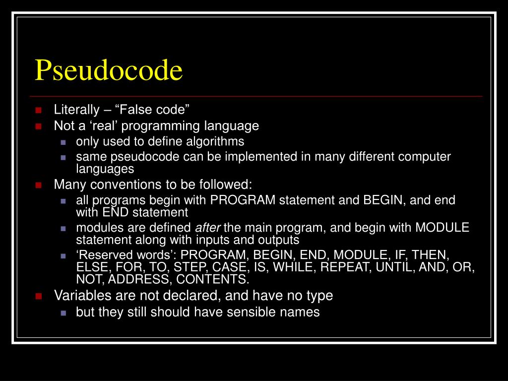 PPT Pseudocode PowerPoint Presentation, free download ID676238