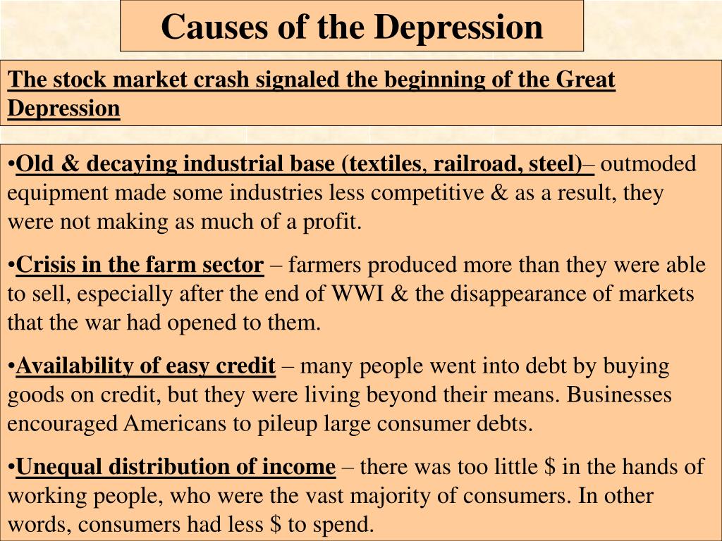 PPT The Great Depression 19291941 The economy was in severe decline