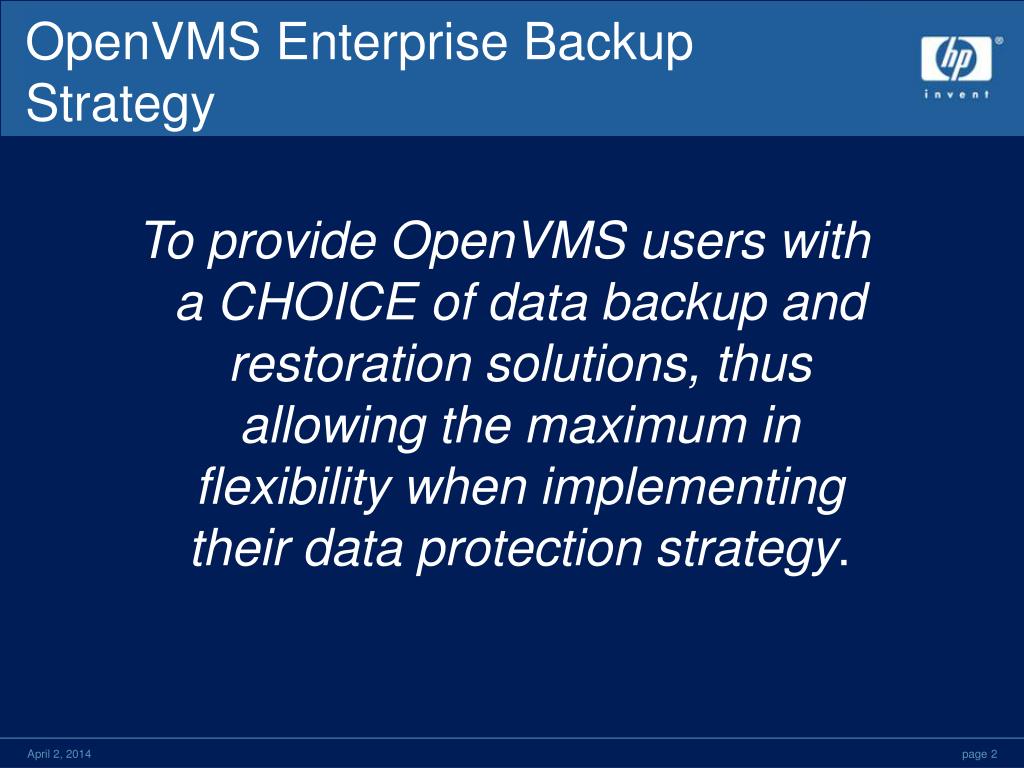 PPT OpenVMS Enterprise Backup Strategy PowerPoint Presentation, free
