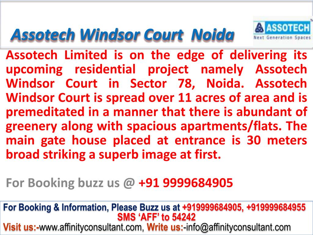PPT Assotech Windsor Court Apartments Sec 78 Noida09999684905 PowerPoint Presentation ID684138