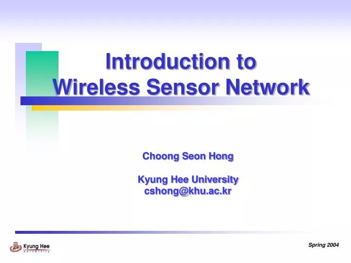 PPT Introduction to Wireless Sensor Network PowerPoint Presentation
