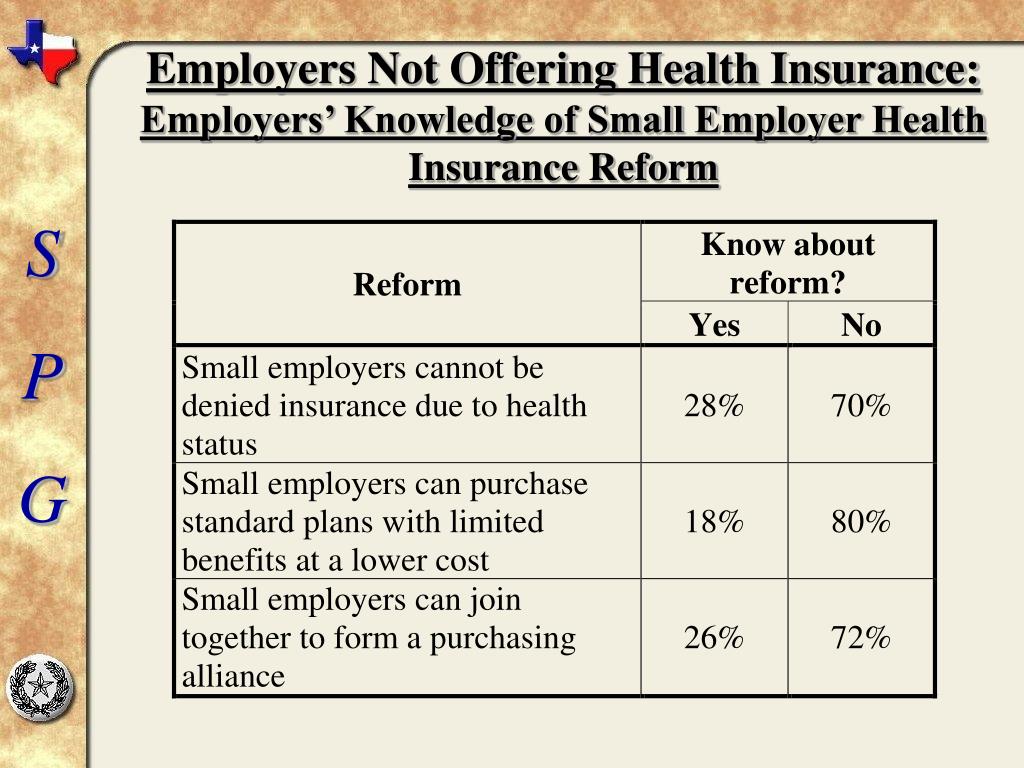PPT Small Employer Health Insurance Survey Results PowerPoint