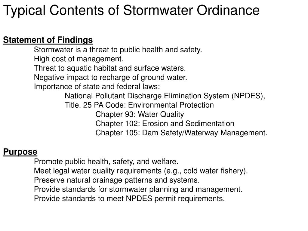 PPT Overview of Pennsylvania Stormwater Ordinances Bill Elmendorf, Ph