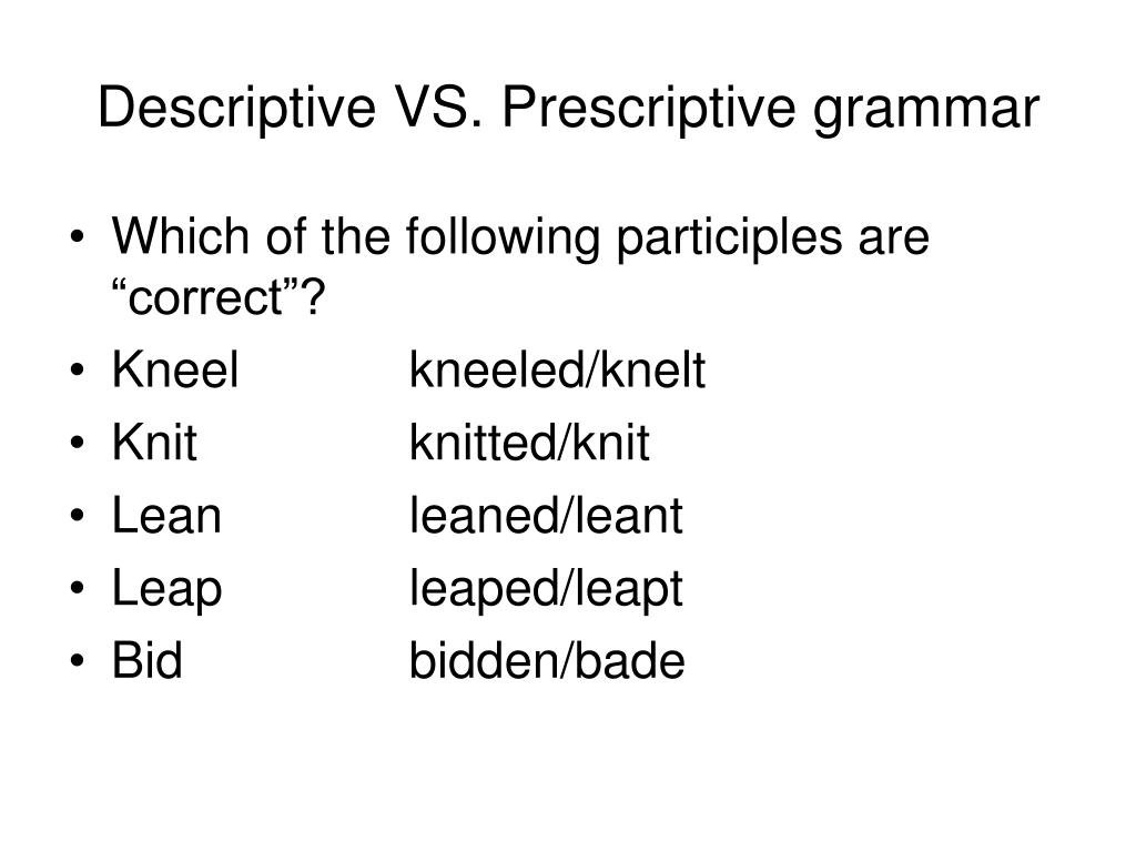 PPT Prescriptive vs. Descriptive PowerPoint Presentation, free