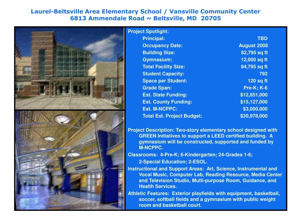 PPT LaurelBeltsville Area Elementary School / Vansville Community
